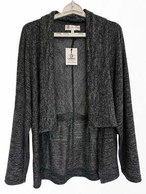 Jorge Perez Cardigan Sweater Small Cozy Knit Charcoal Open Front D50 NWT New